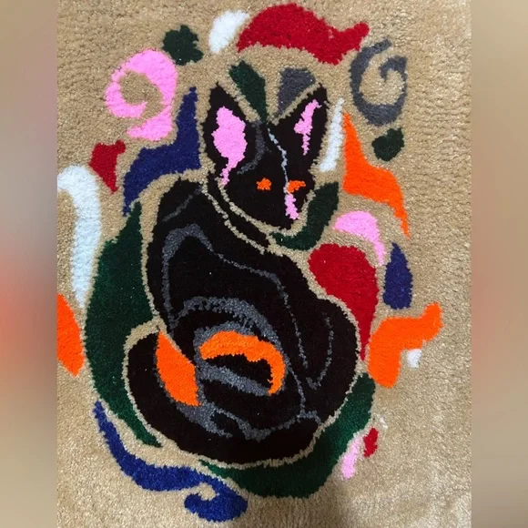 Black cat with design Tufted custom rug - Picture 3 of 10